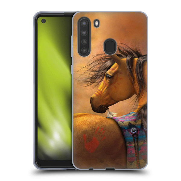 Laurie Prindle Western Stallion Kiowa Gold Soft Gel Case for Samsung Galaxy A21 (2020)
