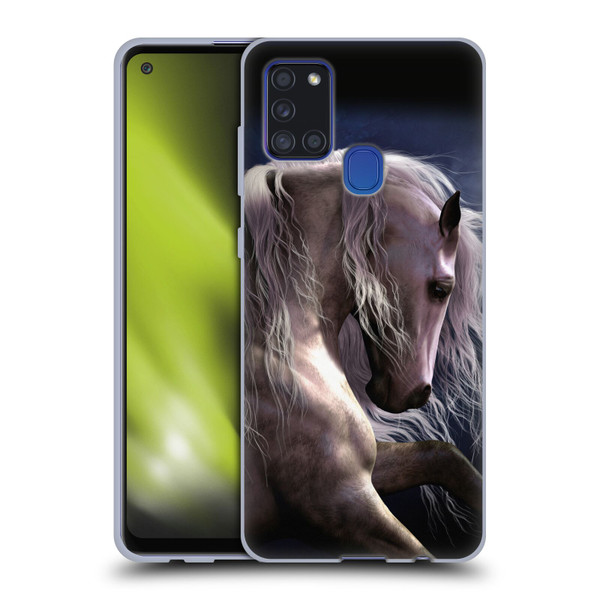 Laurie Prindle Western Stallion Night Silver Ghost II Soft Gel Case for Samsung Galaxy A21s (2020)