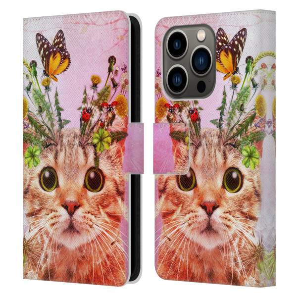 Jena DellaGrottaglia Animals Kitty Leather Book Wallet Case Cover For Apple iPhone 14 Pro