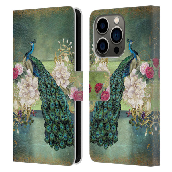 Jena DellaGrottaglia Animals Peacock Leather Book Wallet Case Cover For Apple iPhone 14 Pro
