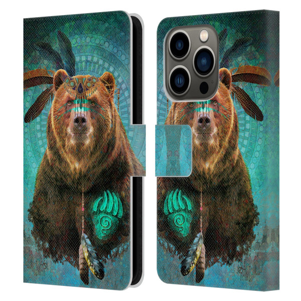 Jena DellaGrottaglia Animals Bear Leather Book Wallet Case Cover For Apple iPhone 14 Pro