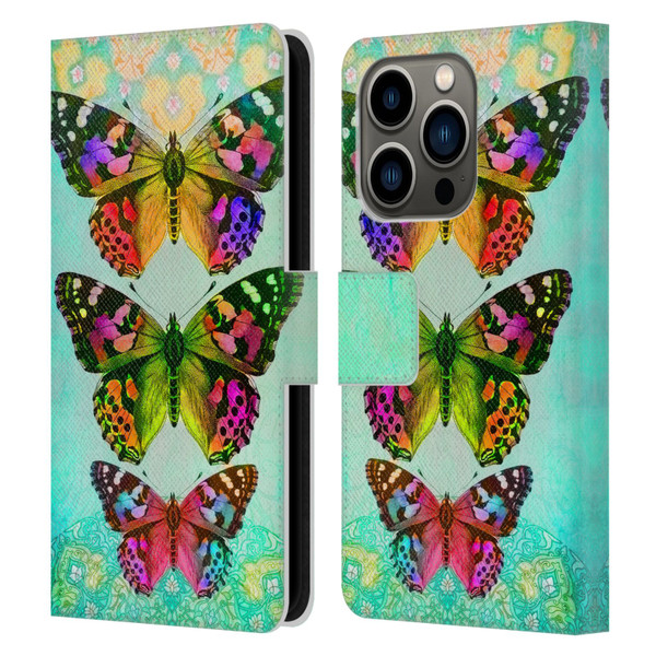 Jena DellaGrottaglia Insects Butterflies 2 Leather Book Wallet Case Cover For Apple iPhone 14 Pro