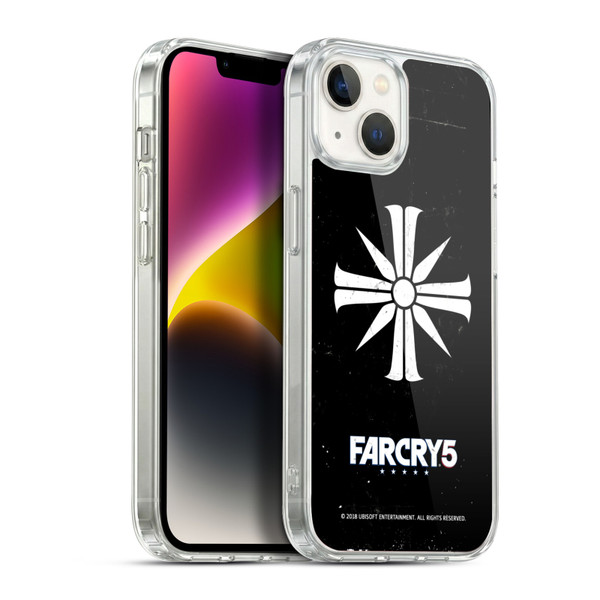 Far Cry 5 Key Art And Logo Distressed Look Cult Emblem Soft Gel Case for Apple iPhone 14 Plus & MagSafe
