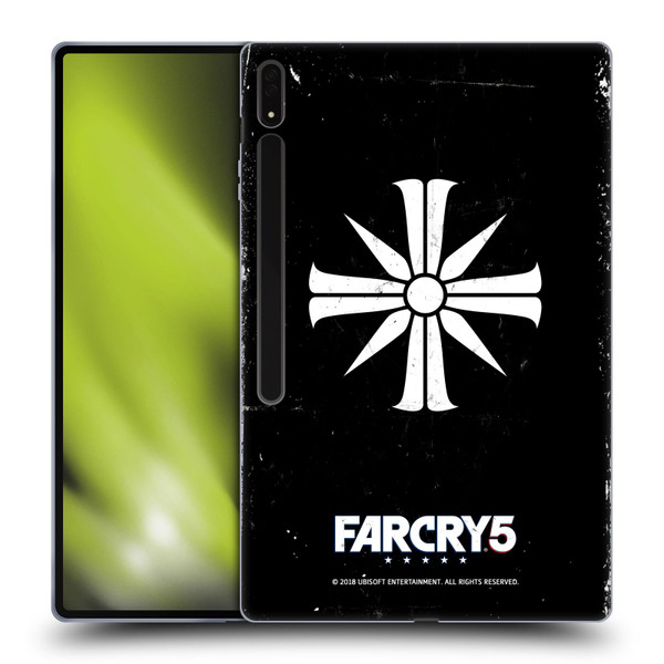 Far Cry 5 Key Art And Logo Distressed Look Cult Emblem Soft Gel Case for Samsung Galaxy Tab S8 Ultra