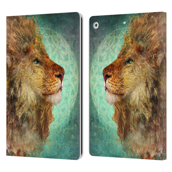 Jena DellaGrottaglia Animals Lion Leather Book Wallet Case Cover For Apple iPad 10.2 2019/2020/2021