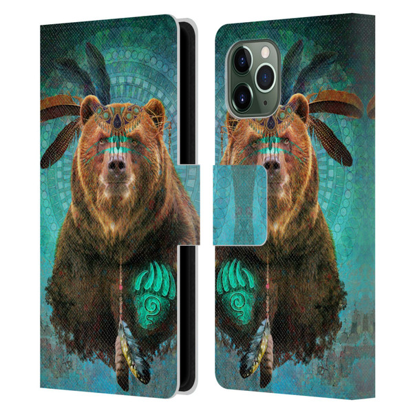 Jena DellaGrottaglia Animals Bear Leather Book Wallet Case Cover For Apple iPhone 11 Pro