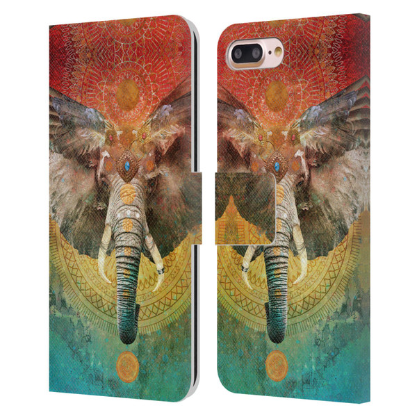Jena DellaGrottaglia Animals Elephant Leather Book Wallet Case Cover For Apple iPhone 7 Plus / iPhone 8 Plus