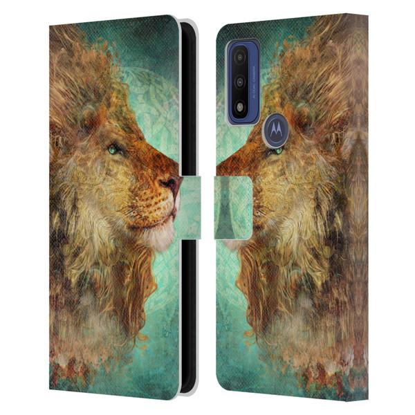 Jena DellaGrottaglia Animals Lion Leather Book Wallet Case Cover For Motorola G Pure