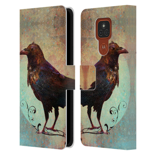 Jena DellaGrottaglia Animals Crow Leather Book Wallet Case Cover For Motorola Moto E7 Plus