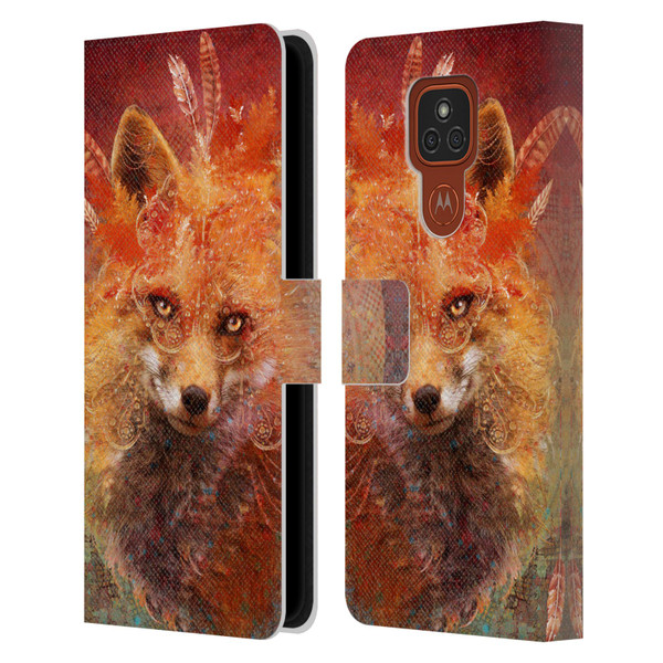 Jena DellaGrottaglia Animals Fox Leather Book Wallet Case Cover For Motorola Moto E7 Plus