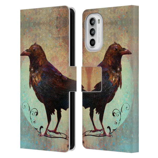 Jena DellaGrottaglia Animals Crow Leather Book Wallet Case Cover For Motorola Moto G52