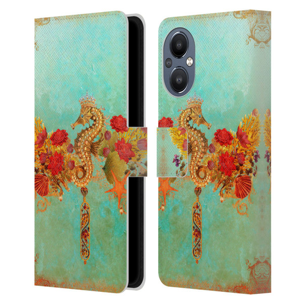 Jena DellaGrottaglia Animals Seahorse Leather Book Wallet Case Cover For OnePlus Nord N20 5G