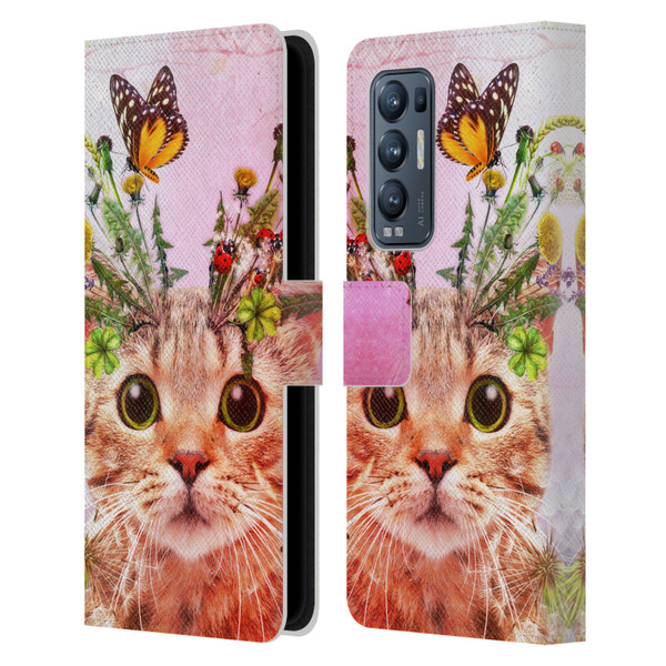 Jena DellaGrottaglia Animals Kitty Leather Book Wallet Case Cover For OPPO Find X3 Neo / Reno5 Pro+ 5G