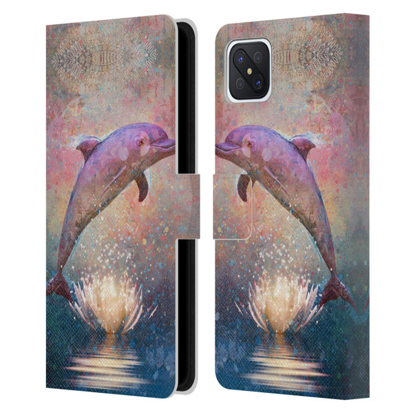 Jena DellaGrottaglia Animals Dolphin Leather Book Wallet Case Cover For OPPO Reno4 Z 5G