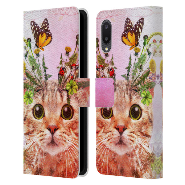 Jena DellaGrottaglia Animals Kitty Leather Book Wallet Case Cover For Samsung Galaxy A02/M02 (2021)