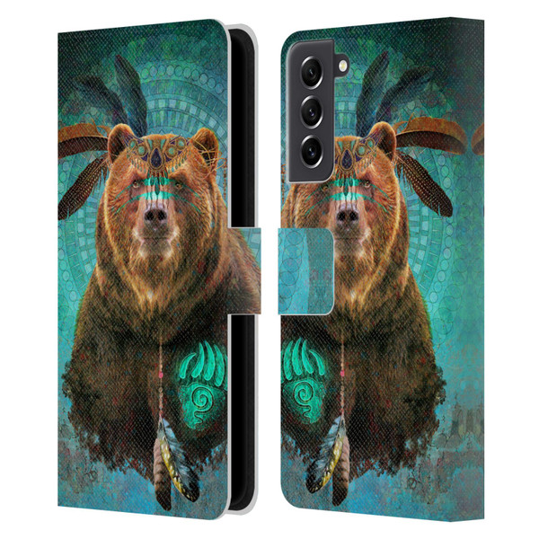 Jena DellaGrottaglia Animals Bear Leather Book Wallet Case Cover For Samsung Galaxy S21 FE 5G