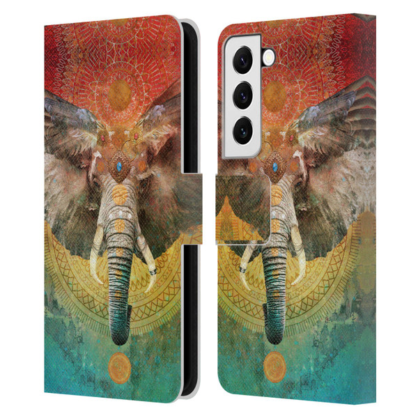 Jena DellaGrottaglia Animals Elephant Leather Book Wallet Case Cover For Samsung Galaxy S22 5G