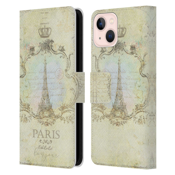 Jena DellaGrottaglia Assorted Paris My Embrace Leather Book Wallet Case Cover For Apple iPhone 13