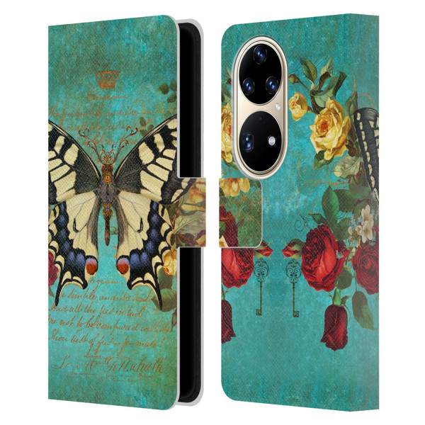 Jena DellaGrottaglia Insects Butterfly Garden Leather Book Wallet Case Cover For Huawei P50 Pro