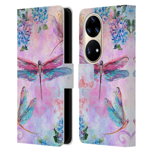 Jena DellaGrottaglia Insects Dragonflies Leather Book Wallet Case Cover For Huawei P50 Pro