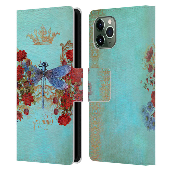 Jena DellaGrottaglia Insects Dragonfly Garden Leather Book Wallet Case Cover For Apple iPhone 11 Pro