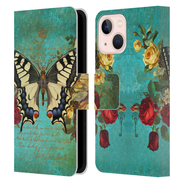 Jena DellaGrottaglia Insects Butterfly Garden Leather Book Wallet Case Cover For Apple iPhone 13 Mini