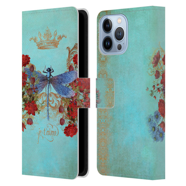 Jena DellaGrottaglia Insects Dragonfly Garden Leather Book Wallet Case Cover For Apple iPhone 13 Pro Max