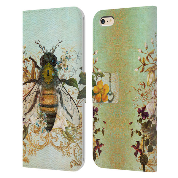 Jena DellaGrottaglia Insects Bee Garden Leather Book Wallet Case Cover For Apple iPhone 6 Plus / iPhone 6s Plus