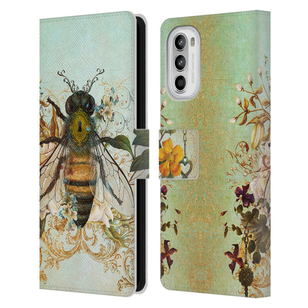 Jena DellaGrottaglia Insects Bee Garden Leather Book Wallet Case Cover For Motorola Moto G52