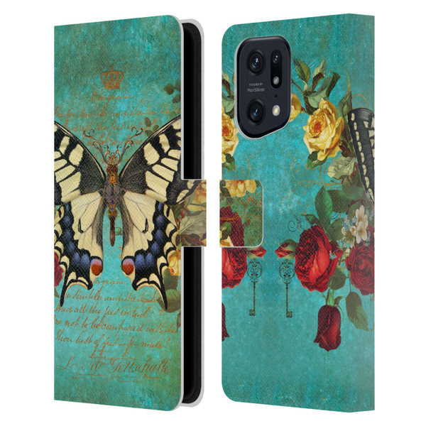 Jena DellaGrottaglia Insects Butterfly Garden Leather Book Wallet Case Cover For OPPO Find X5 Pro