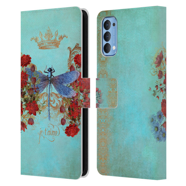 Jena DellaGrottaglia Insects Dragonfly Garden Leather Book Wallet Case Cover For OPPO Reno 4 5G