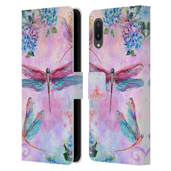 Jena DellaGrottaglia Insects Dragonflies Leather Book Wallet Case Cover For Samsung Galaxy A02/M02 (2021)