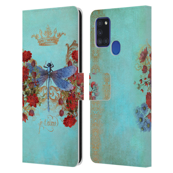 Jena DellaGrottaglia Insects Dragonfly Garden Leather Book Wallet Case Cover For Samsung Galaxy A21s (2020)