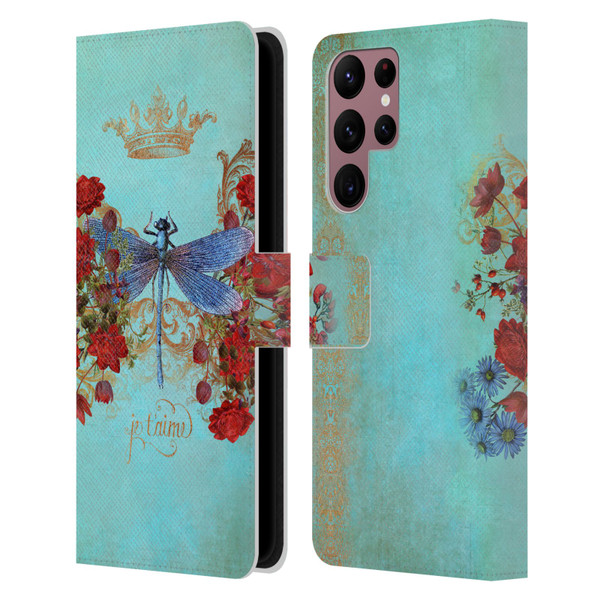 Jena DellaGrottaglia Insects Dragonfly Garden Leather Book Wallet Case Cover For Samsung Galaxy S22 Ultra 5G