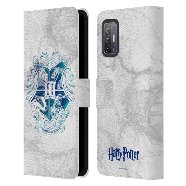 Harry Potter Deathly Hallows IX Hogwarts Aguamenti Leather Book Wallet Case Cover For HTC Desire 21 Pro 5G