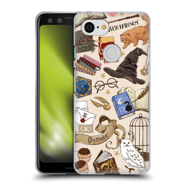 Harry Potter Deathly Hallows XXXVII Hogwarts Pattern Soft Gel Case for Google Pixel 3