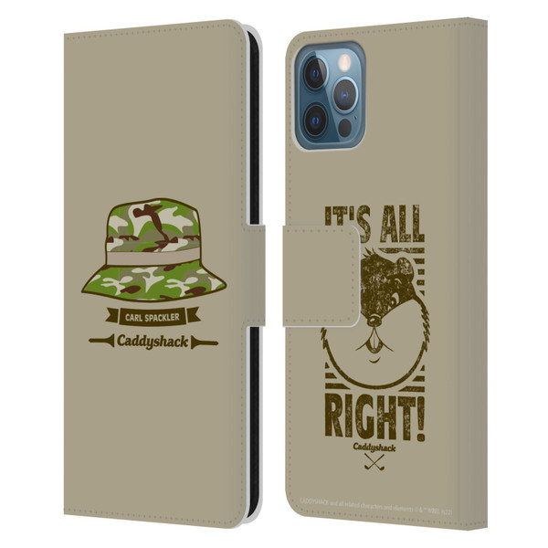 Caddyshack Graphics Carl Spackler Hat Leather Book Wallet Case Cover For Apple iPhone 12 / iPhone 12 Pro