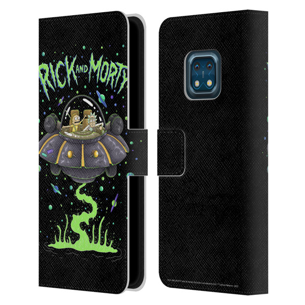 Rick And Morty Season 1 & 2 Graphics The Space Cruiser Leather Book Wallet Case Cover For Nokia XR20