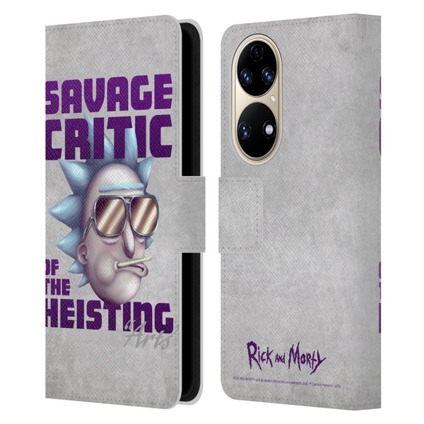 Rick And Morty Season 4 Graphics Savage Critic Leather Book Wallet Case Cover For Huawei P50