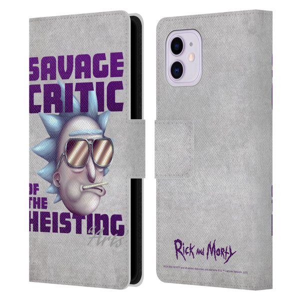 Rick And Morty Season 4 Graphics Savage Critic Leather Book Wallet Case Cover For Apple iPhone 11