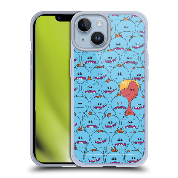 Rick And Morty Season 4 Graphics Mr. Meeseeks Pattern Soft Gel Case for Apple iPhone 14