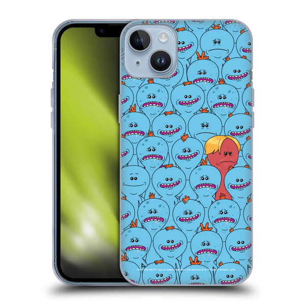 Rick And Morty Season 4 Graphics Mr. Meeseeks Pattern Soft Gel Case for Apple iPhone 14 Plus