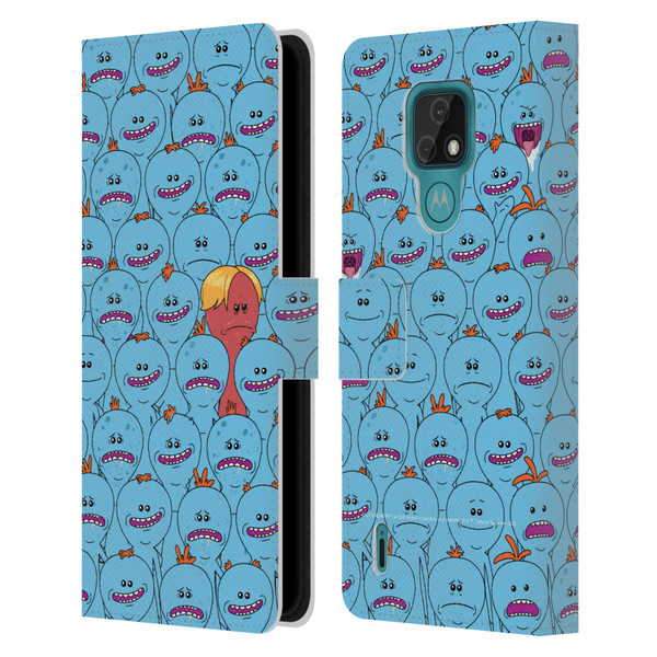 Rick And Morty Season 4 Graphics Mr. Meeseeks Pattern Leather Book Wallet Case Cover For Motorola Moto E7