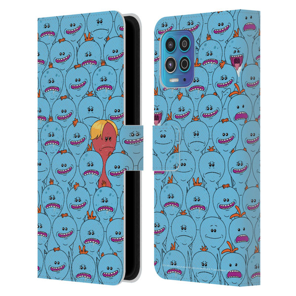 Rick And Morty Season 4 Graphics Mr. Meeseeks Pattern Leather Book Wallet Case Cover For Motorola Moto G100