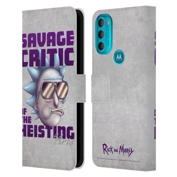 Rick And Morty Season 4 Graphics Savage Critic Leather Book Wallet Case Cover For Motorola Moto G71 5G