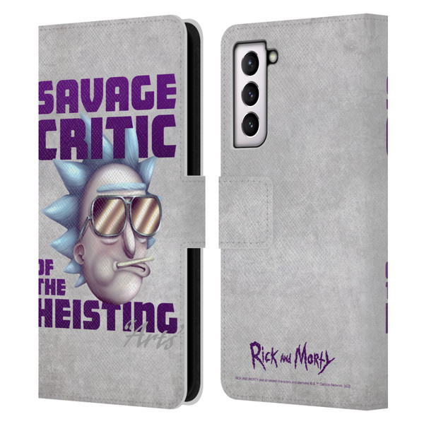 Rick And Morty Season 4 Graphics Savage Critic Leather Book Wallet Case Cover For Samsung Galaxy S21 5G
