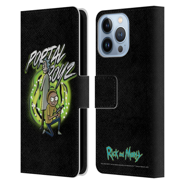 Rick And Morty Season 5 Graphics Portal Boyz Leather Book Wallet Case Cover For Apple iPhone 13 Pro