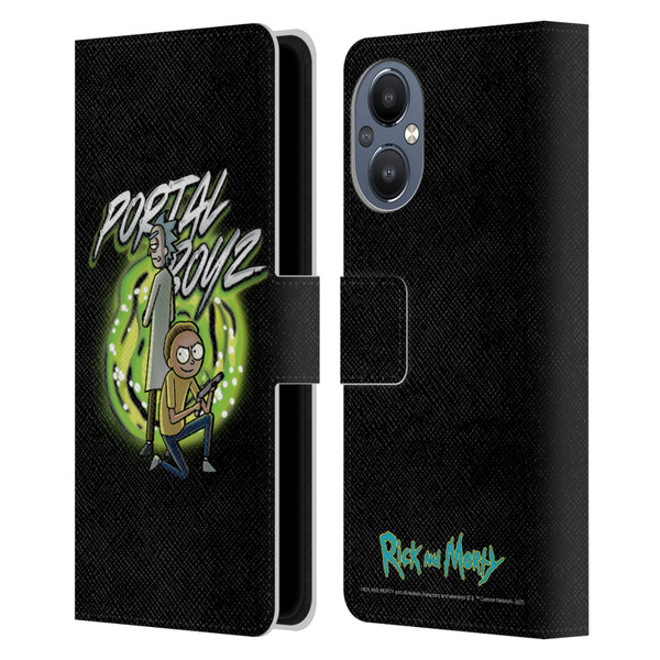 Rick And Morty Season 5 Graphics Portal Boyz Leather Book Wallet Case Cover For OnePlus Nord N20 5G