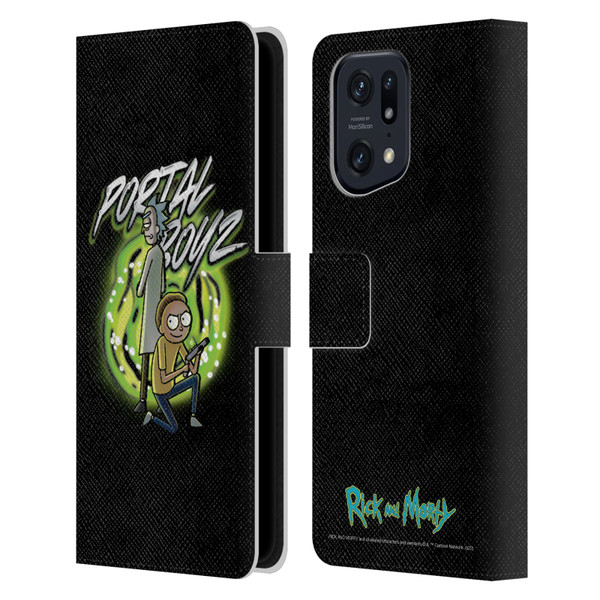 Rick And Morty Season 5 Graphics Portal Boyz Leather Book Wallet Case Cover For OPPO Find X5 Pro