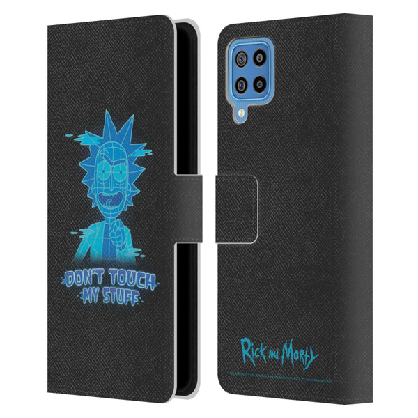 Rick And Morty Season 5 Graphics Don't Touch My Stuff Leather Book Wallet Case Cover For Samsung Galaxy F22 (2021)